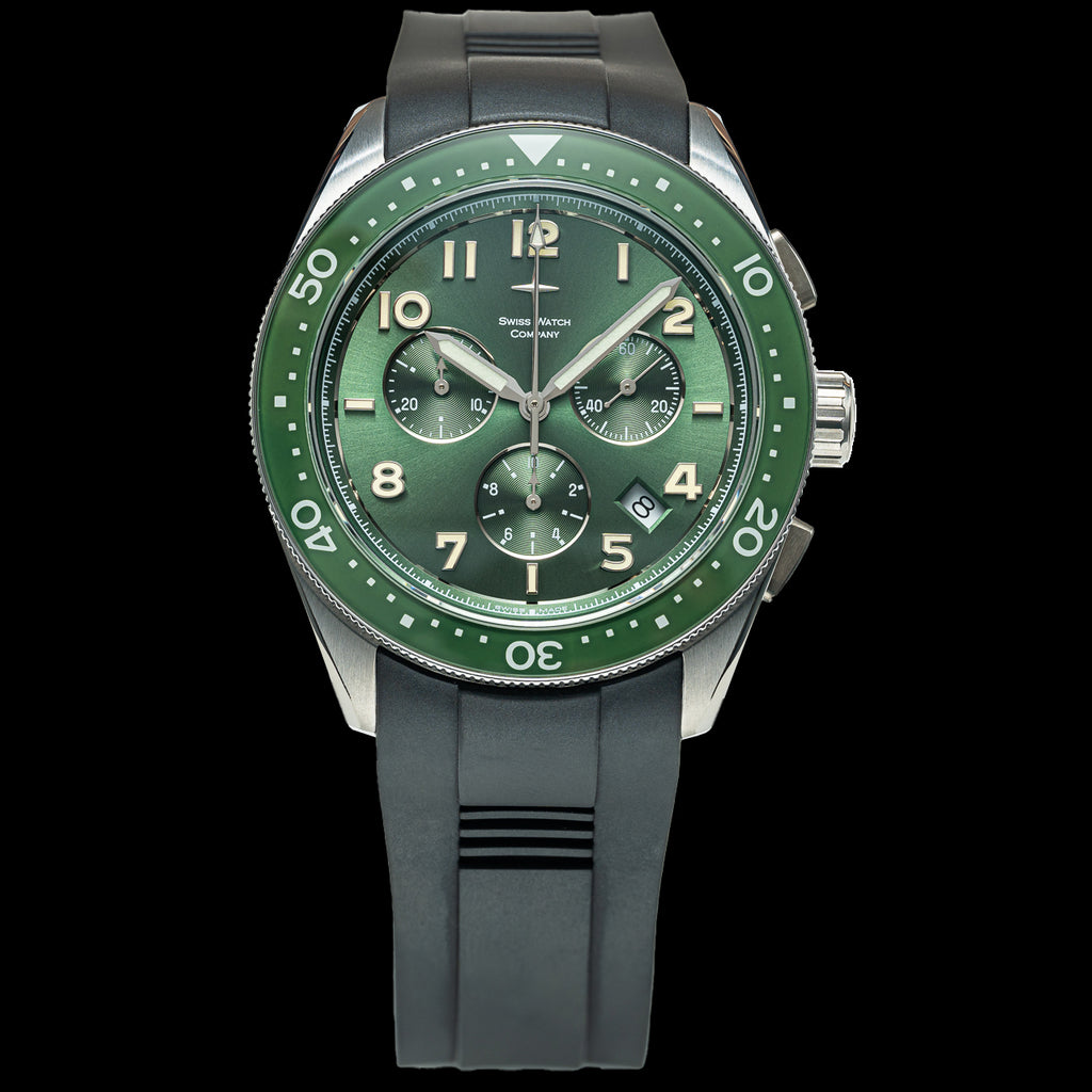 Pioneer Green – Slim 41mm Swiss Chronograph | Swiss Watch Company