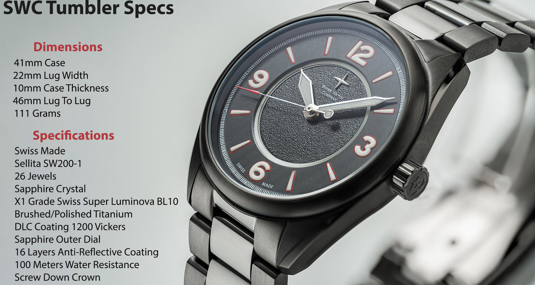 Tumbler Black – DLC Titanium Swiss Automatic | Swiss Watch Company