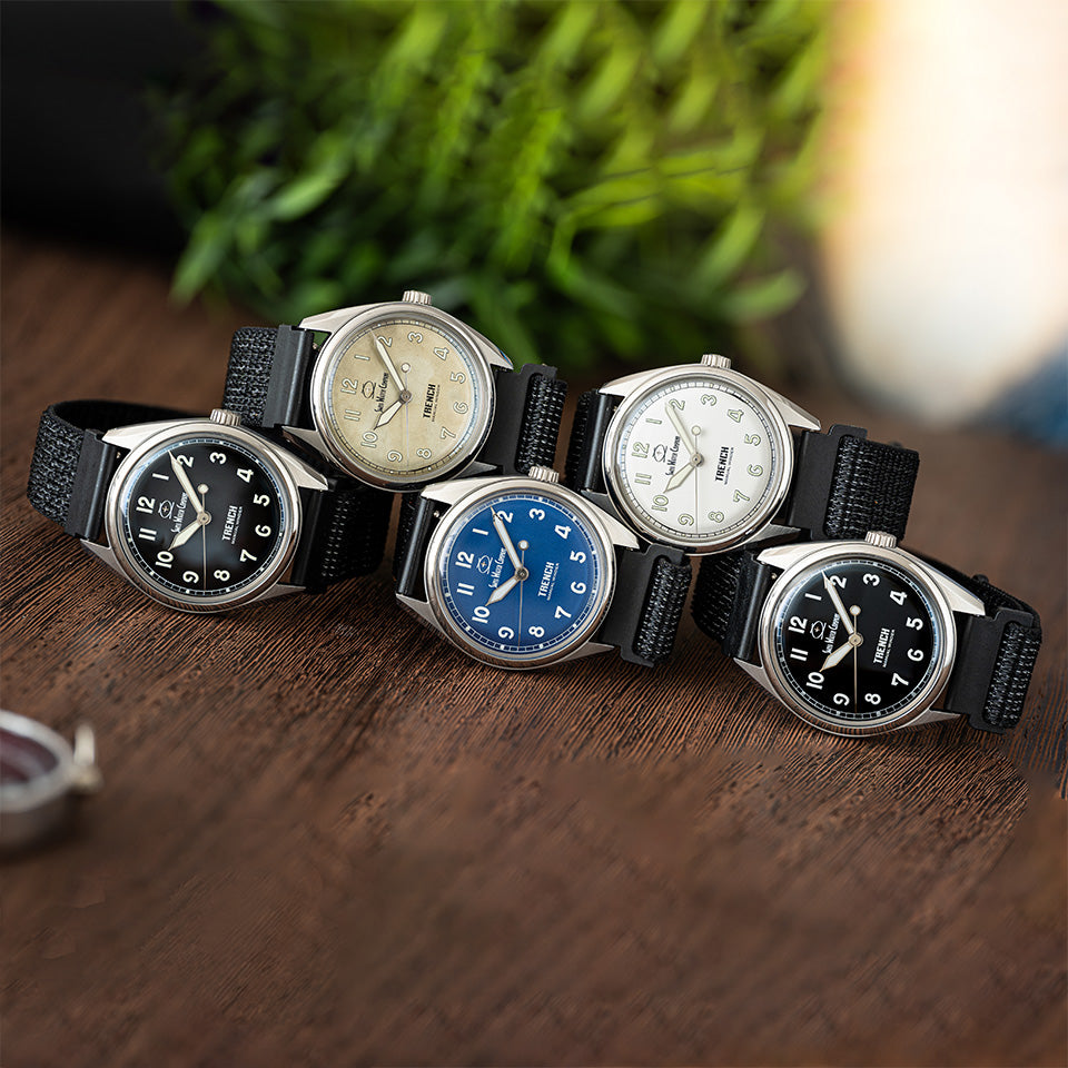Trench Blue – 38mm Polished Titanium Dress Watch | Swiss Watch Company