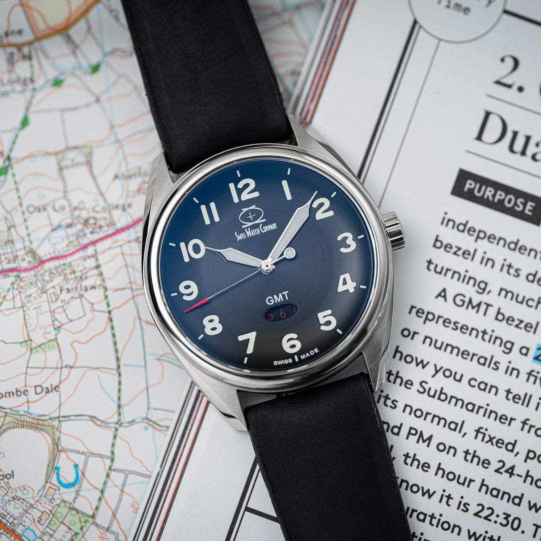 ARK GMT Black Red – Slim Swiss-Made GMT Watch | Swiss Watch Company